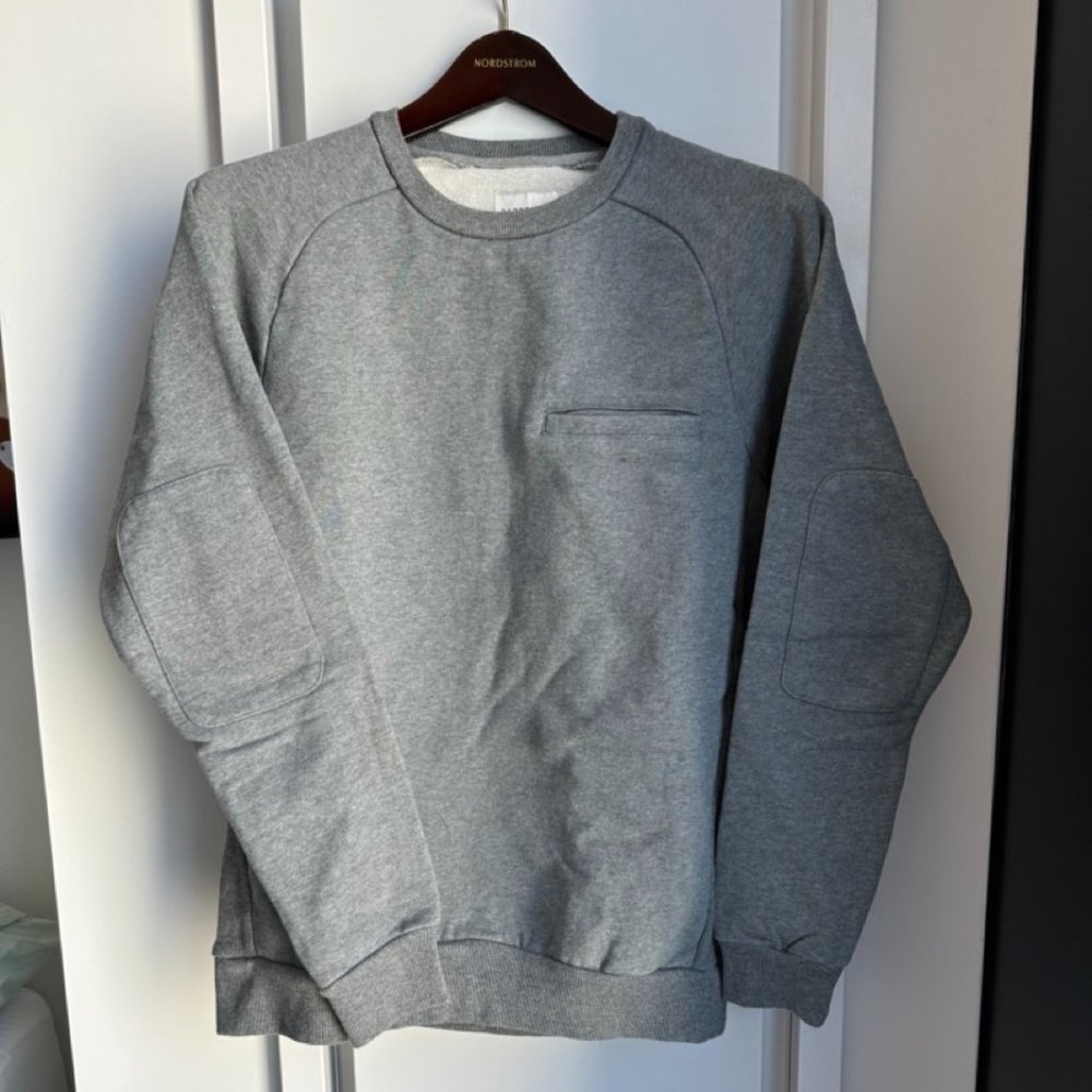 Dapper Boi Melange Elbow Patch Crew Neck Gray Sweatshirt